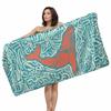 GAIIIIYOU Abstract Whale Painting Bath Towel Striped Lines Shower Towels Blue Absorbent Coral Fleece Towel for Bathroom view 1