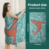 GAIIIIYOU Abstract Whale Painting Bath Towel Striped Lines Shower Towels Blue Absorbent Coral Fleece Towel for Bathroom view 3