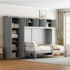Aiuyesuo Modern Queen Size Murphy Bed Wall Bed with Cabinets and Shelves,Hidden Murphy Bed Foldable Platform Bed Frame, Solid Wood Horizontal Murphy Bed for Guest Room Apartment Studio (Gray-93J) view 3