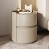 SUZEPER Round Nightstand,Bedside Table with 2 Solid Wood Storage Drawers,Modern Minimalist Bedroom Side Table,Leather Night Stands for Bedroom/Living Room,No Installation Required,End Table view 1