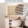 SUZEPER Round Nightstand,Bedside Table with 2 Solid Wood Storage Drawers,Modern Minimalist Bedroom Side Table,Leather Night Stands for Bedroom/Living Room,No Installation Required,End Table view 4