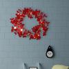 harayaa Christmas Red Berries Wreath Xmas Wreath Craft Party Decoration Ornament Door Garland for Indoor Outdoor Farmhouse Office, with Light view 3