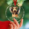 Airedale Terrier Dog Memorial Glass Christmas Ornament, Airedale Terrier Personalized Dog Angel Wings Ornaments, Loss of Pet Sympathy Gifts, Custom Name Christmas Tree Decor, Gifts for Pet Lovers view 3