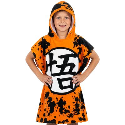 Get Trend Dragon Ball Z Beach Towels for Kids Teens with Hood Bath Shower Towel Hooded Poncho Cotton Travel Pool Swimming Beach (Orange Dragon Ball, 9-14 Years).