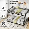TURRIDU Full XL Over Queen Bunk Bed, Metal Low Bunk Bed Frame with Sloping Stairs and Safety Guardrails for Teens, Adults, No Box Spring Needed, Noise Free, Black view 4
