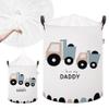 SIPO XL Cotton Basket - Foldable Waterproof Storage Box with Drawstring & Handles - Truck Design for Boys Room, Children's Room, Playroom view 1