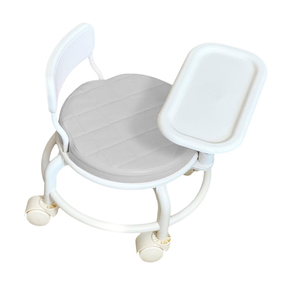 AFXGUSD Dining Chair with Backrest and Removable Tray on Wheels, Gray