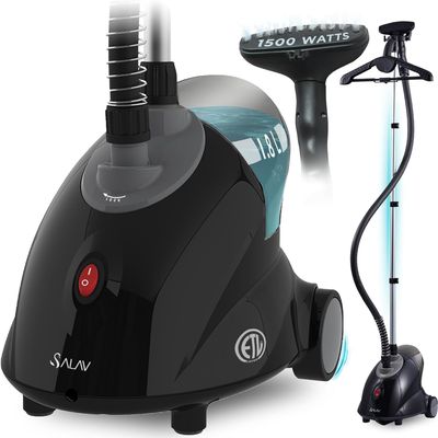 SALAV GS18-DJ Standing Garment Steamer with Roll Wheels for Easy Movement, 1.8L Water Tank for 1 Hour Continuous Steaming, Adjustable Pole for Storage, Includes Descaler Packet, 1500 watts (Renewed)