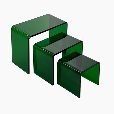 New 2 Inch Deep 3 Piece Acrylic Riser Display Stand Color Variation Set 3 (Dark Green)