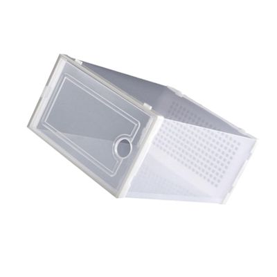 Unomor 2pcs Type Shoes Storage Boxes Plastic Stackable Space Saving Simple Design Finishing Boxes