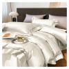 White Gold SilverJacquard King Size Bedding Set Cotton Duvet Cover Set Bed Sheet Set Pillowcases,Bed view 2