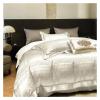 White Gold SilverJacquard King Size Bedding Set Cotton Duvet Cover Set Bed Sheet Set Pillowcases,Bed view 3