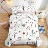 dyausi Christmas Comforter Set King, Candy Cane Berries Holly Comforter King Size Comforter Set, Christmas Bedding Set Xmas Holiday Decor, Reversible Duvet with Pillow Shams, White view 3