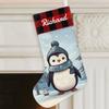 Hsnar Personalized Christmas Stocking 18" Large Custom Christmas Stockings with Names Customized Family Stocking for Fireplace Christmas Holiday Party Decor Cute Winter Penguin view 3