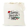 HONTOUTE Santa's Favorite Ho Bag Christmas Graphic Handbag Ecoright Aesthetic Canvas Tote Bag Letter Print Bag White view 1