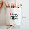 HONTOUTE Santa's Favorite Ho Bag Christmas Graphic Handbag Ecoright Aesthetic Canvas Tote Bag Letter Print Bag White view 2
