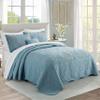 BYTIDE Quilt Bedspread Queen 4 Piece Bedding Set 90" x 90" Elegant Antique Classy Damask Embroidery with Scallop Edges, Ultra Soft Lightweight Coverlet, Forget Me Not view 1