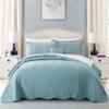 BYTIDE Quilt Bedspread Queen 4 Piece Bedding Set 90" x 90" Elegant Antique Classy Damask Embroidery with Scallop Edges, Ultra Soft Lightweight Coverlet, Forget Me Not view 2