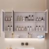 LUVEOLSIT Bathroom Medicine Cabinet with Mirror, Wall Mounted Vanity Makeup Mirror Cabinet with Storage, Illuminate LED Lighted Bathroom Mirror Aluminum Organizer Shelf(White,110CM/43.3IN) view 2
