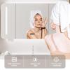 LUVEOLSIT Bathroom Medicine Cabinet with Mirror, Wall Mounted Vanity Makeup Mirror Cabinet with Storage, Illuminate LED Lighted Bathroom Mirror Aluminum Organizer Shelf(White,110CM/43.3IN) view 3