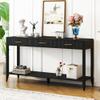 Entryway Console Table with Vertical Stripe Drawers, Bottom Shelf and Long Legs,Suitable for Entryway Hallway Living Room Foyer Corridor (Black@Drawers) view 1