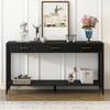 Entryway Console Table with Vertical Stripe Drawers, Bottom Shelf and Long Legs,Suitable for Entryway Hallway Living Room Foyer Corridor (Black@Drawers) view 3