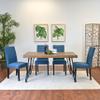 Roundhill Furniture Amisos 5-Piece Dining Set, Hairpin Dining Table with 4 Chairs Blue view 1