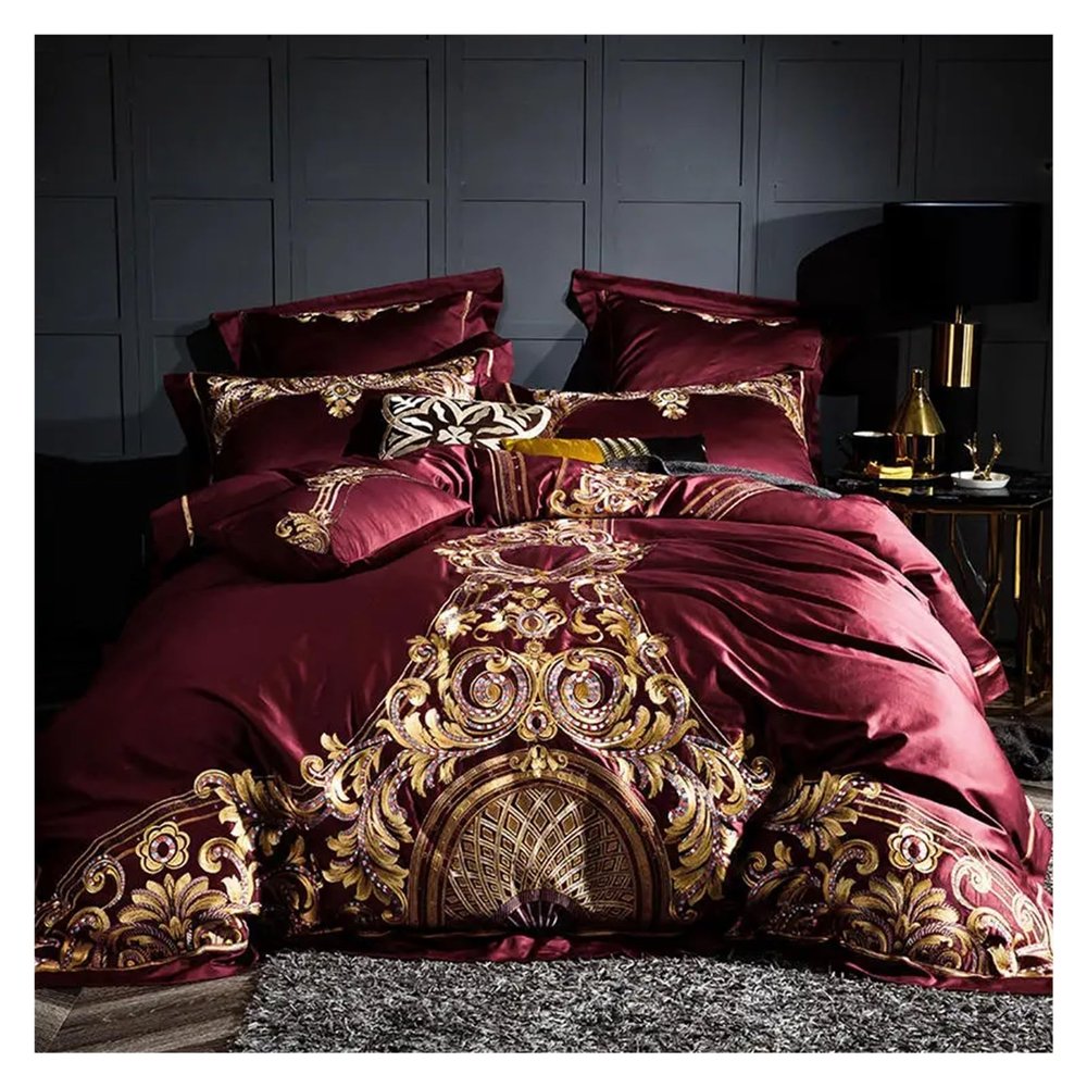 1000TC Egyptian Cotton Bedding Sets Duvet Cover Rubber Fitted Sheet Linen Pillowcase 4pcs,Bed