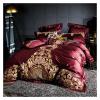 1000TC Egyptian Cotton Bedding Sets Duvet Cover Rubber Fitted Sheet Linen Pillowcase 4pcs,Bed view 2