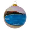 Waikiki Sunlit Shores, Waikiki Hawaii - Hawaiian Collectible Christmas Ornament, Hand-Painted from The Inside, 360 Design, Hand-Blown Glass Tropical Souvenir Keepsake in Red Velvet Gift Box, 3 inch view 2