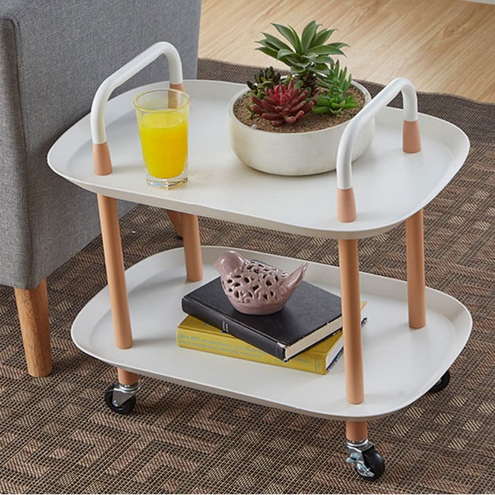 YHdtUO Home Three-Layer Removable Dining Trolley Home Kitchen Storage Shelf Multi-Function Utility Metal Cart