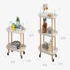 YHdtUO Home Three-Layer Removable Dining Trolley Home Kitchen Storage Shelf Multi-Function Utility Metal Cart view 2