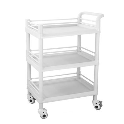 Movable Carts, Kitchen Storage Hand Trucks, 3-Shelf Beauty Spa Tool Trolley with Handle, Utility Cart with Rolling Wheels, Brake Design