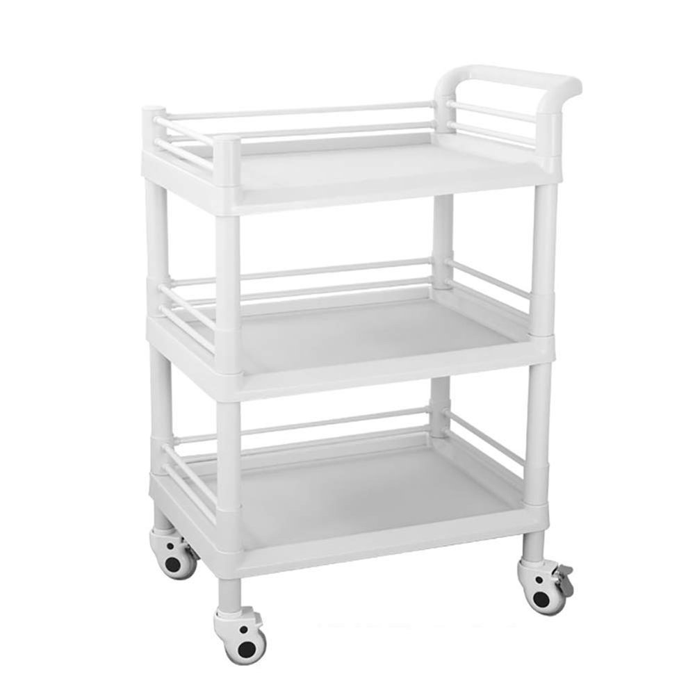 Movable Carts, Kitchen Storage Hand Trucks, 3-Shelf Beauty Spa Tool Trolley with Handle, Utility Cart with Rolling Wheels, Brake Design