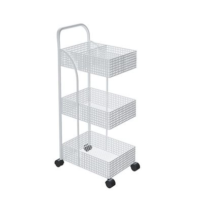 YHdtUO Iron Shelves Bedroom Kitchen Metal Removable Bathroom Storage Rack with Wheels Trolley/Wit/As Shown in The Picture (Wit As Shown in The Picture)