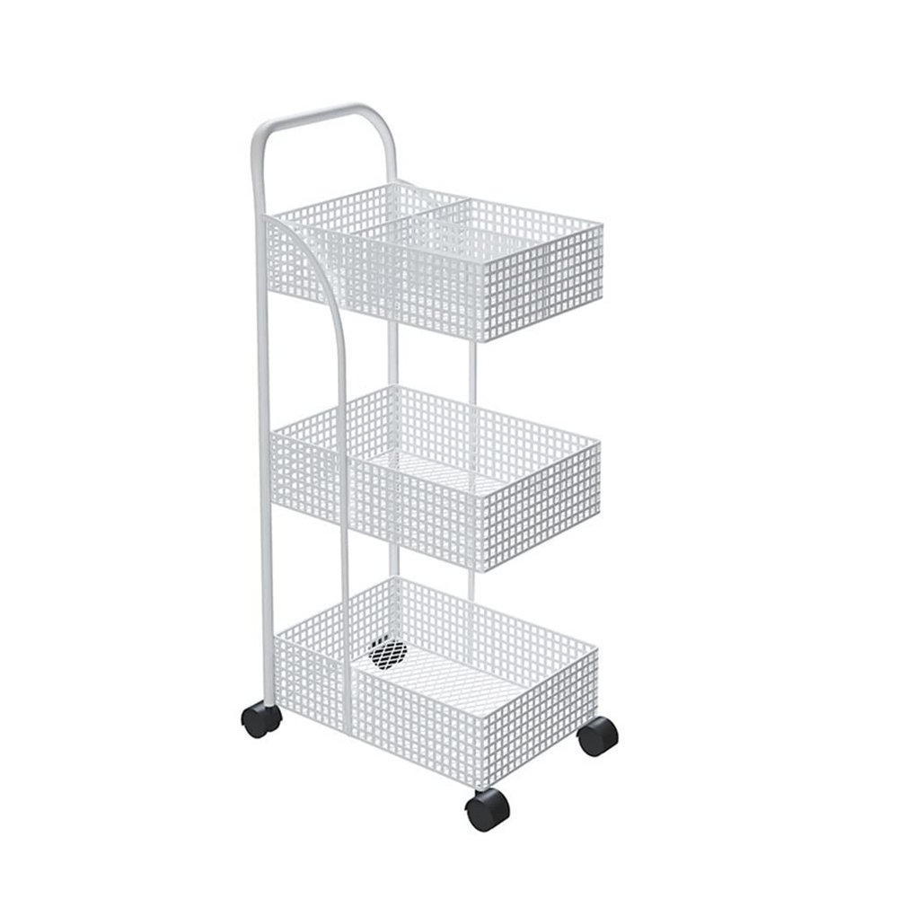 YHdtUO Iron Shelves Bedroom Kitchen Metal Removable Bathroom Storage Rack with Wheels Trolley/Wit/As Shown in The Picture (Wit As Shown in The Picture)