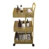 YHdtUO Iron Shelves Bedroom Kitchen Metal Removable Bathroom Storage Rack with Wheels Trolley/Wit/As Shown in The Picture (Wit As Shown in The Picture) view 3