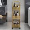 YHdtUO Iron Shelves Bedroom Kitchen Metal Removable Bathroom Storage Rack with Wheels Trolley/Wit/As Shown in The Picture (Wit As Shown in The Picture) view 4