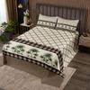 Coconut Tree Bedspread Twin Size,Brown Geometric Grid Patchwork Bedding Set for Kids Teens Adult Room Decor,Rustic Farmhouse Style Comforter Set Tropical Plants Quilt Coverlet,1 Pillowcase view 1