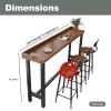 Modern Narrow Bar Table, Solid Wood Long Bar Counter Table with Metal Legs, Rectangle Sofa Console Table, Wooden High Top Dining Kitchen Table for Living Room Hallway Bar,No Stool(70.87 x 15.75 x 41.3 view 2