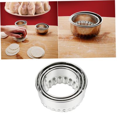 PRETYZOOM 3pcs Stainless Steel Dumpling Wrapper Mold Set Wave Edge Pastry Dough Press for Making Dumpling Wrappers for Cooking Baking and Food Preparation