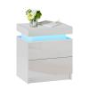 OFCASA Nightstand with LED Lights, Smart Night Stand with Flip Top Storage, Bedside Table with 2 High Gloss Drawers, Modern End Side Table for Bedroom (White) view 1