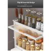 CIPPRO 2pcs Metal Narrow Side Spice Rack Organizer, 2/3 Tier Large Capacity Spice Jars Rack with Utensil Cutlery Holder Cutting Board Rack Hooks, for Kitchen Cabinet view 2