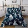 Feelyou Christmas Theme Coverlet Set Twin Size Xmas Glitter Pine Tree Bedspread for Kids Boys Girls Blackish Green Bedding Set Snow Covered Bed Cover 2Pcs view 2