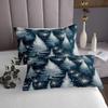 Feelyou Christmas Theme Coverlet Set Twin Size Xmas Glitter Pine Tree Bedspread for Kids Boys Girls Blackish Green Bedding Set Snow Covered Bed Cover 2Pcs view 3