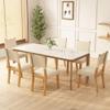 JESONVID Set of 6 Faux Leather Upholstered Dining Chairs, Mid Century Modern Kitchen Table Side Chairs with Solid Wood Legs & Padded Seat for Dining Room Lounge-Nature+Beige view 2