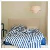 YUSIWOAL Cotton Duvet Cover Set Yarn Dyed Vertical Striped Bedding Comforter Cover Bed Sheet Pillowcases Washed Breathable Bedding(D,Family) view 4