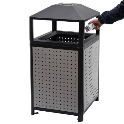 CeRaBuRET Commercial Waste Container, Outdoor Trash Can, 38-Gallon Large Capacity Garbage Enclosure, Black Outdoor Garbage Can for Patio, Tourist Attractions, Decorative Trash Container