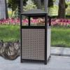 CeRaBuRET Commercial Waste Container, Outdoor Trash Can, 38-Gallon Large Capacity Garbage Enclosure, Black Outdoor Garbage Can for Patio, Tourist Attractions, Decorative Trash Container view 3