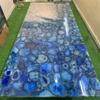 21 x 21 Inches Resin Sofa Table for Living Room and Guest Room Decor Square Shape Blue Agate Coffee Table Top view 3